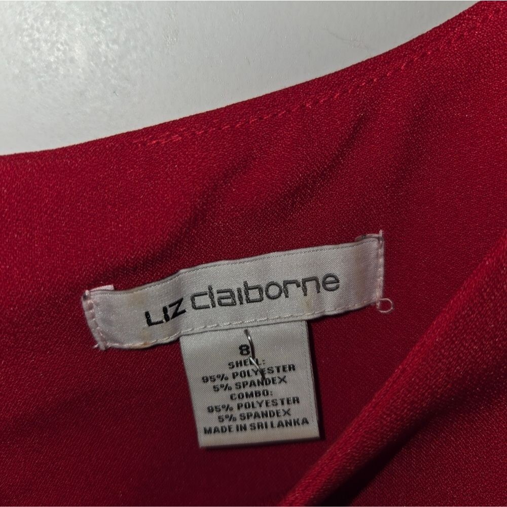 Liz Claiborne Red Black Colorblock Career Dress - Picture 7 of 10